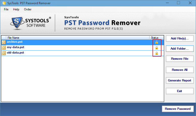 lock status of pst file